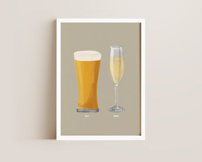 Beer No. 2 & Prosecco Couples Drink Print