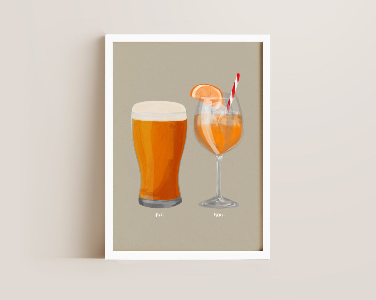 Beer & Aperol Spritz Couples Drink Print