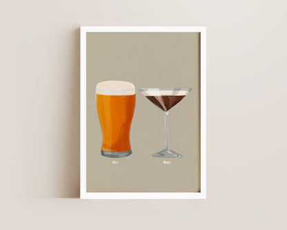 Beer & Espresso Martini Couples Drink Print