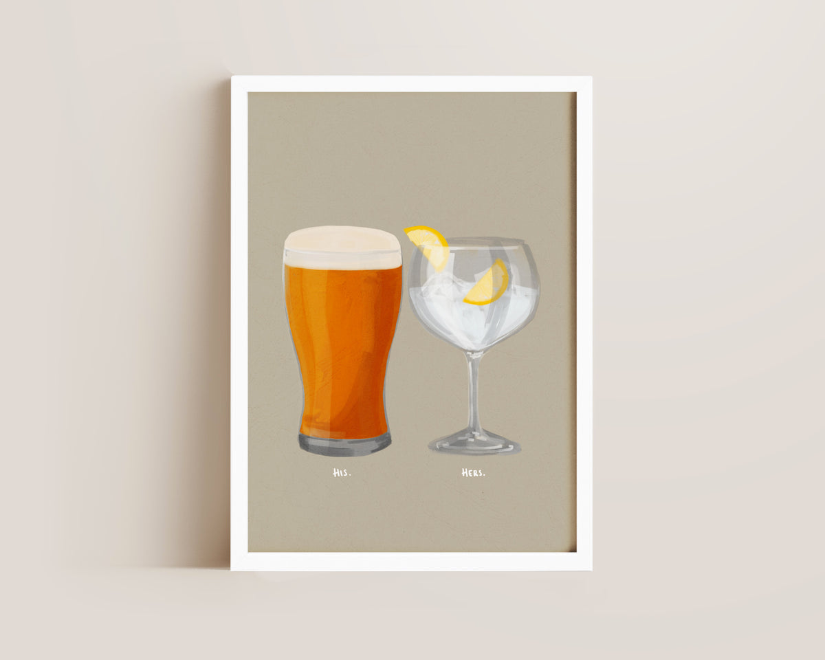 Beer & G&T Couples Drink Print