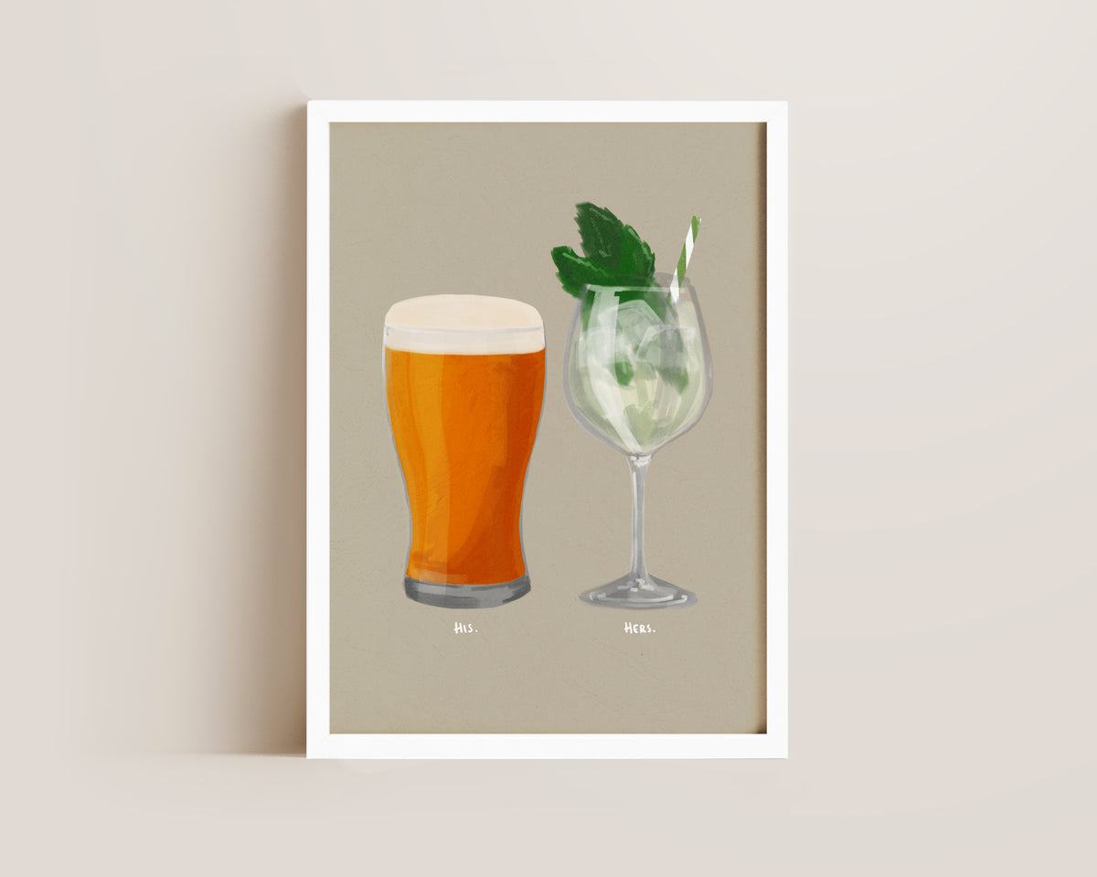 Beer & Hugo Spritz Couples Drink Print