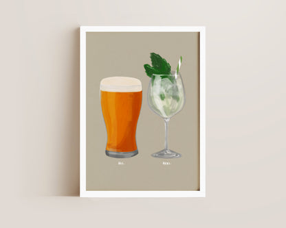 Beer & Hugo Spritz Couples Drink Print