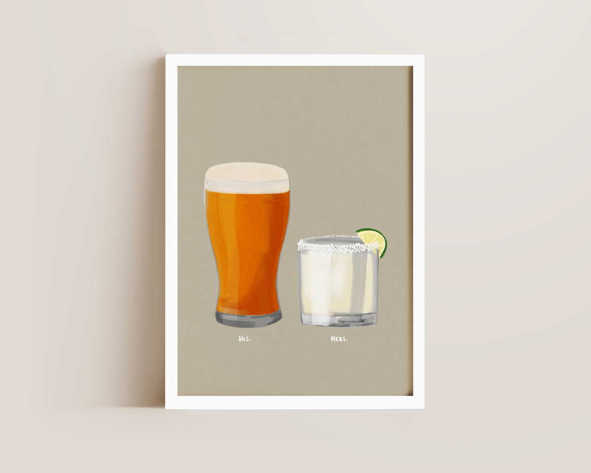 Beer & Margarita Couples Drink Print