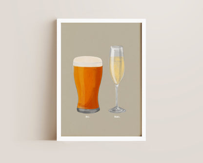 Beer & Prosecco Couples Drink Print