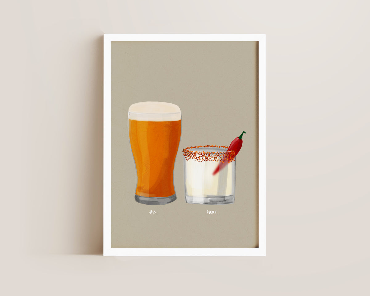 Beer & Spicy Margarita Couples Drink Print