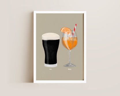 Black Stout & Aperol Spritz Couples Drink Print