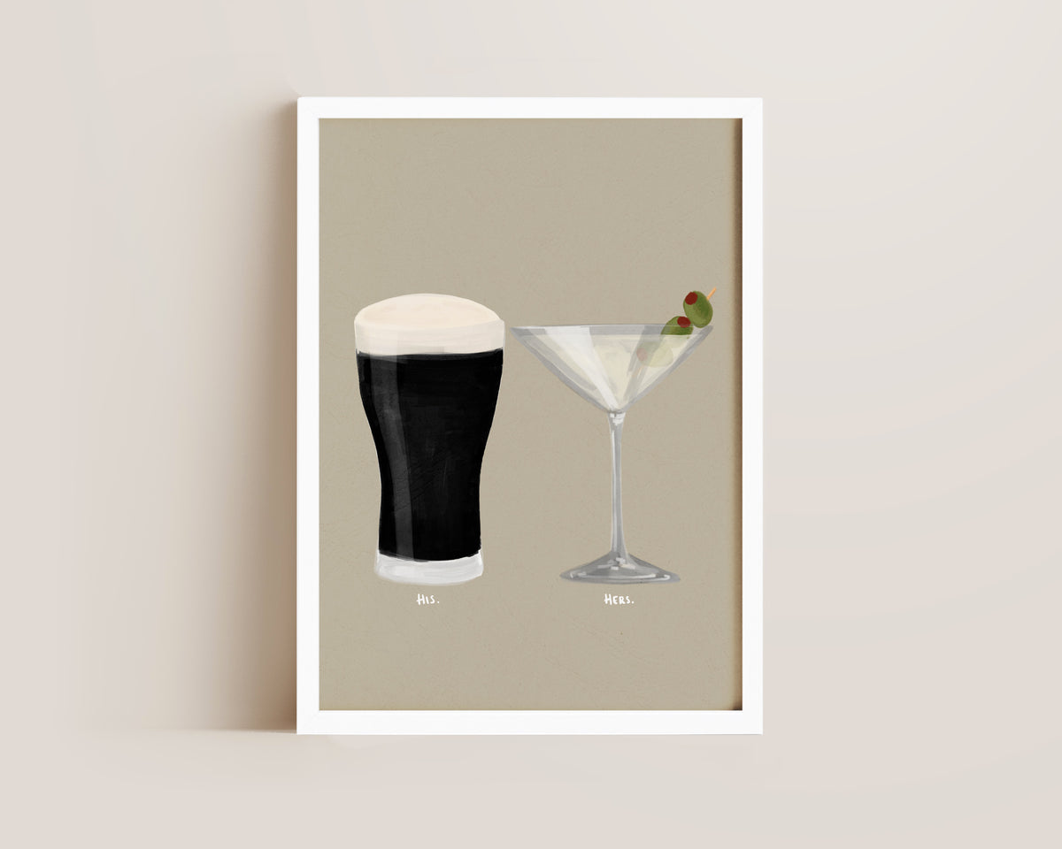 Black Stout & Dirty Martini Couples Drink Print