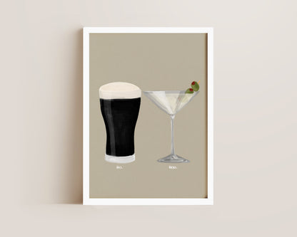 Black Stout & Dirty Martini Couples Drink Print