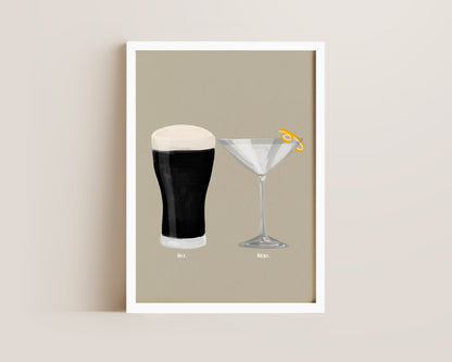 Black Stout & Dry Martini Couples Drink Print