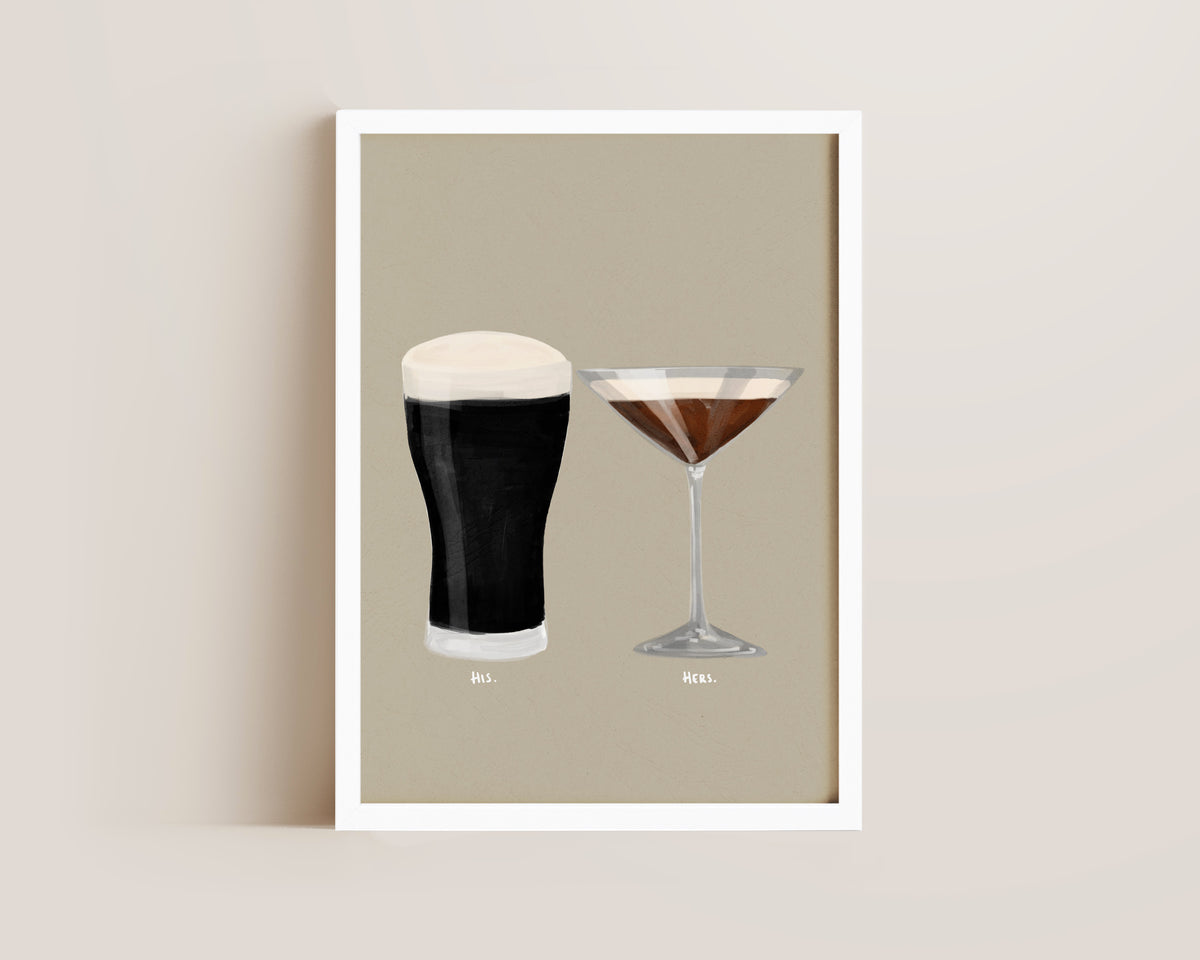 Black Stout & Espresso Martini Couples Drink Print