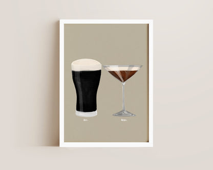 Black Stout & Espresso Martini Couples Drink Print