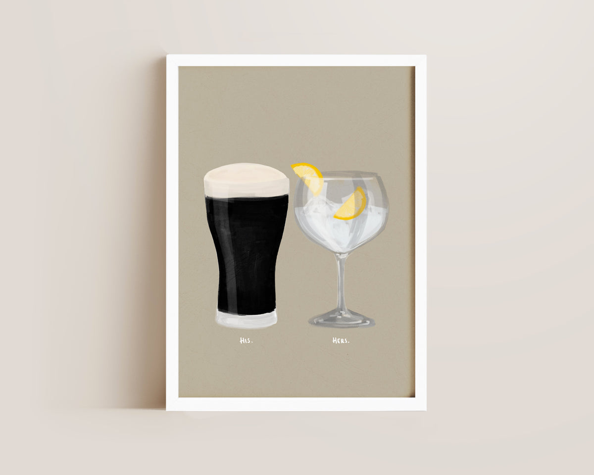 Black Stout & G&T Couples Drink Print