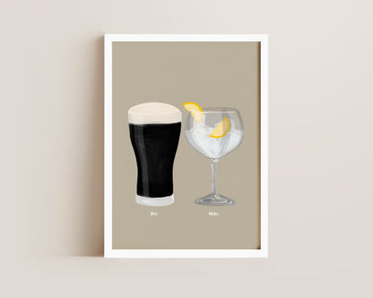 Black Stout & G&T Couples Drink Print