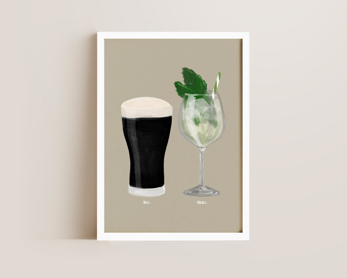 Black Stout & Hugo Spritz Couples Drink Print