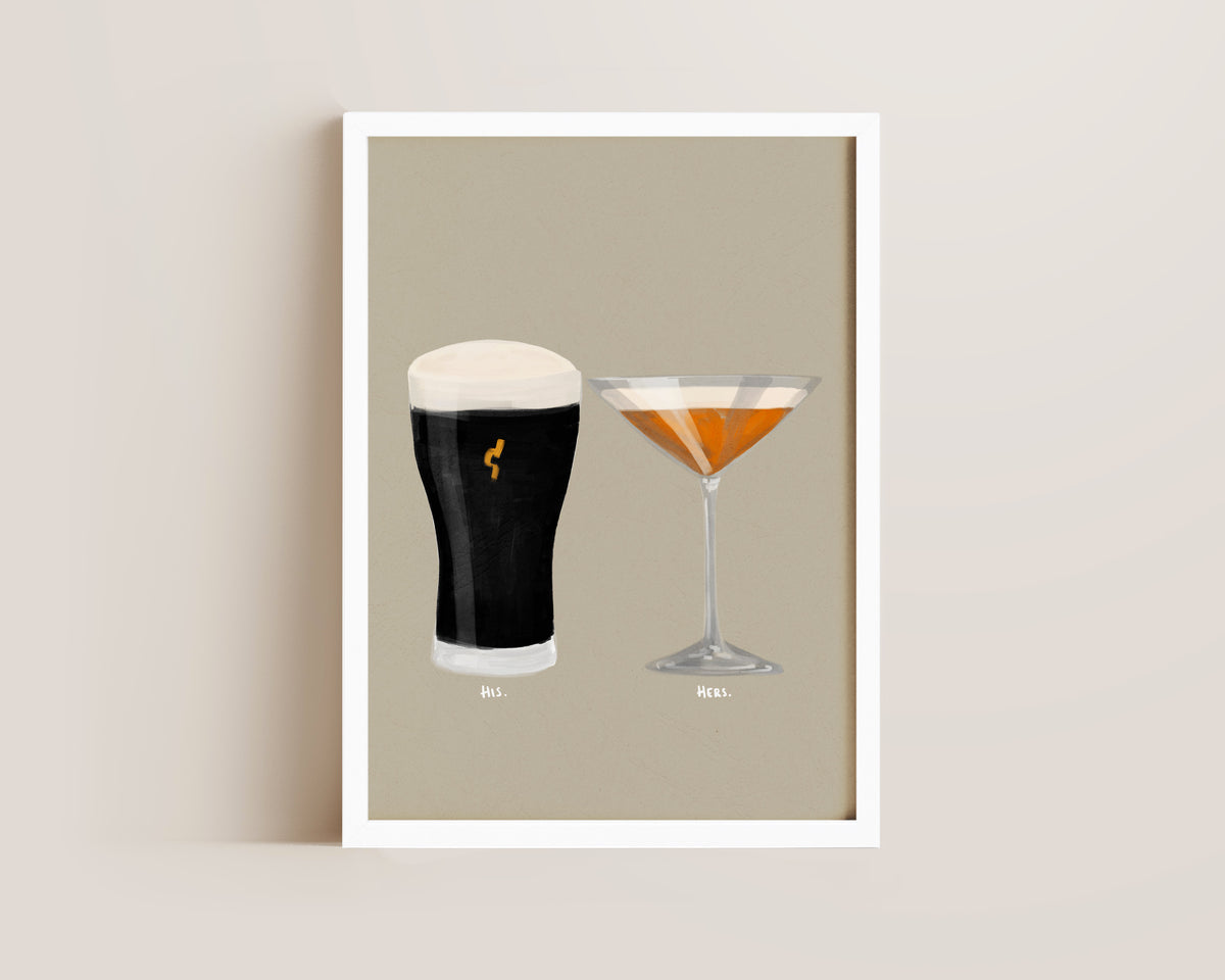 Black Stout & Pornstar Martini Couples Drink Print
