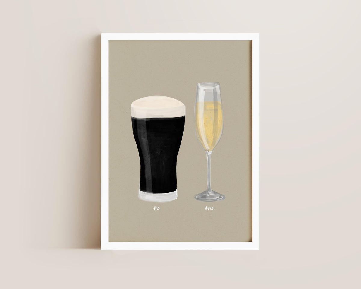 Black Stout & Prosecco Couples Drink Print