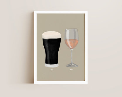 Black Stout & Rose Wine Couples Drink Print