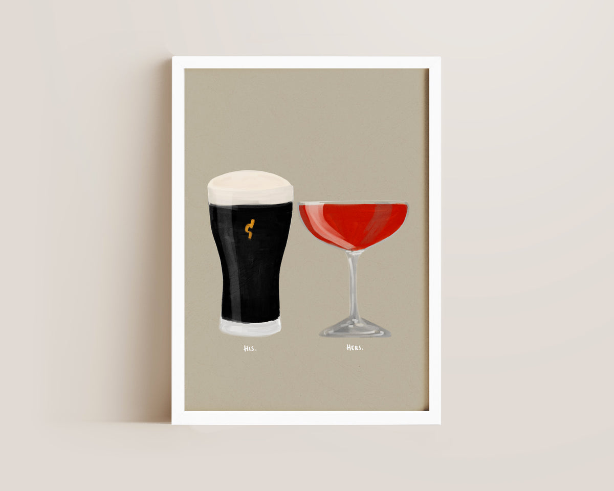 Black Stout & Strawberry Daiquiri Couples Drink Print