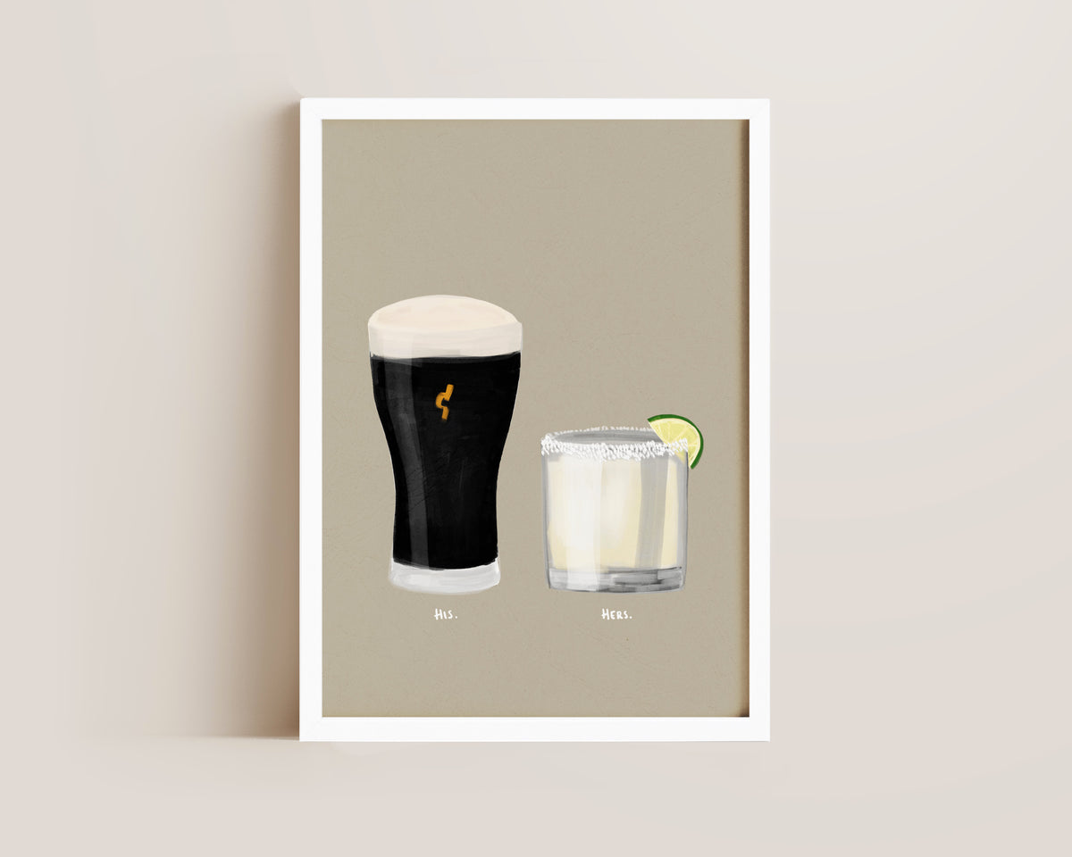 Black Stout & Margarita Couples Drink Print
