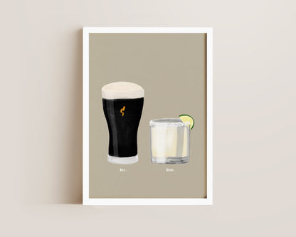 Black Stout & Margarita Couples Drink Print