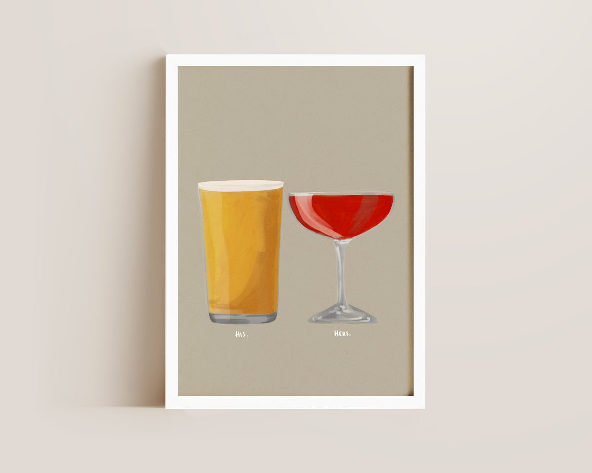 Cider & Strawberry Daiquiri Couples Drink Print