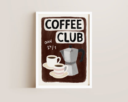 Coffee Club 24/7 Brown Print