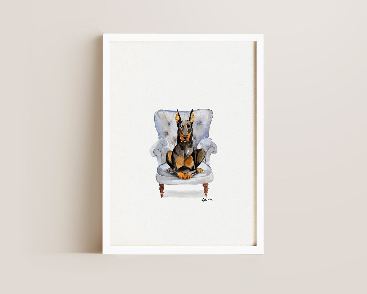 Doberman in Chair Print