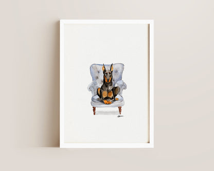 Doberman in Chair Print