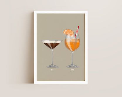 Espresso Martini & Aperol Spritz Couples Drink Print