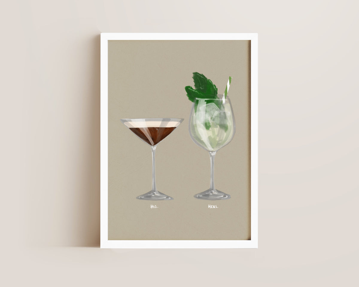 Espresso Martini & Hugo Spritz Couples Drink Print