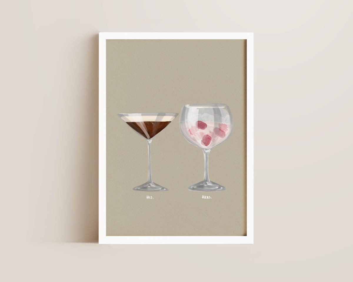 Espresso Martini & Pink Gin Couples Drink Print