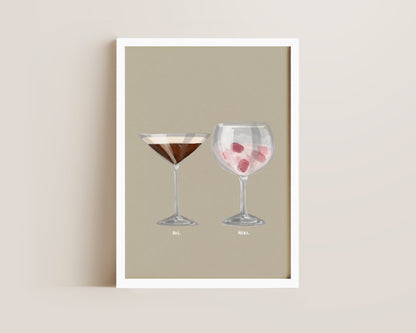 Espresso Martini & Pink Gin Couples Drink Print
