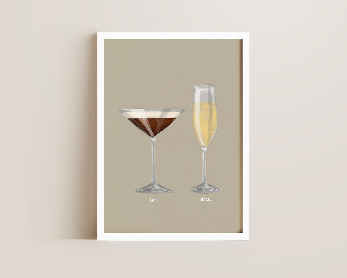 Espresso Martini & Prosecco Couples Drink Print