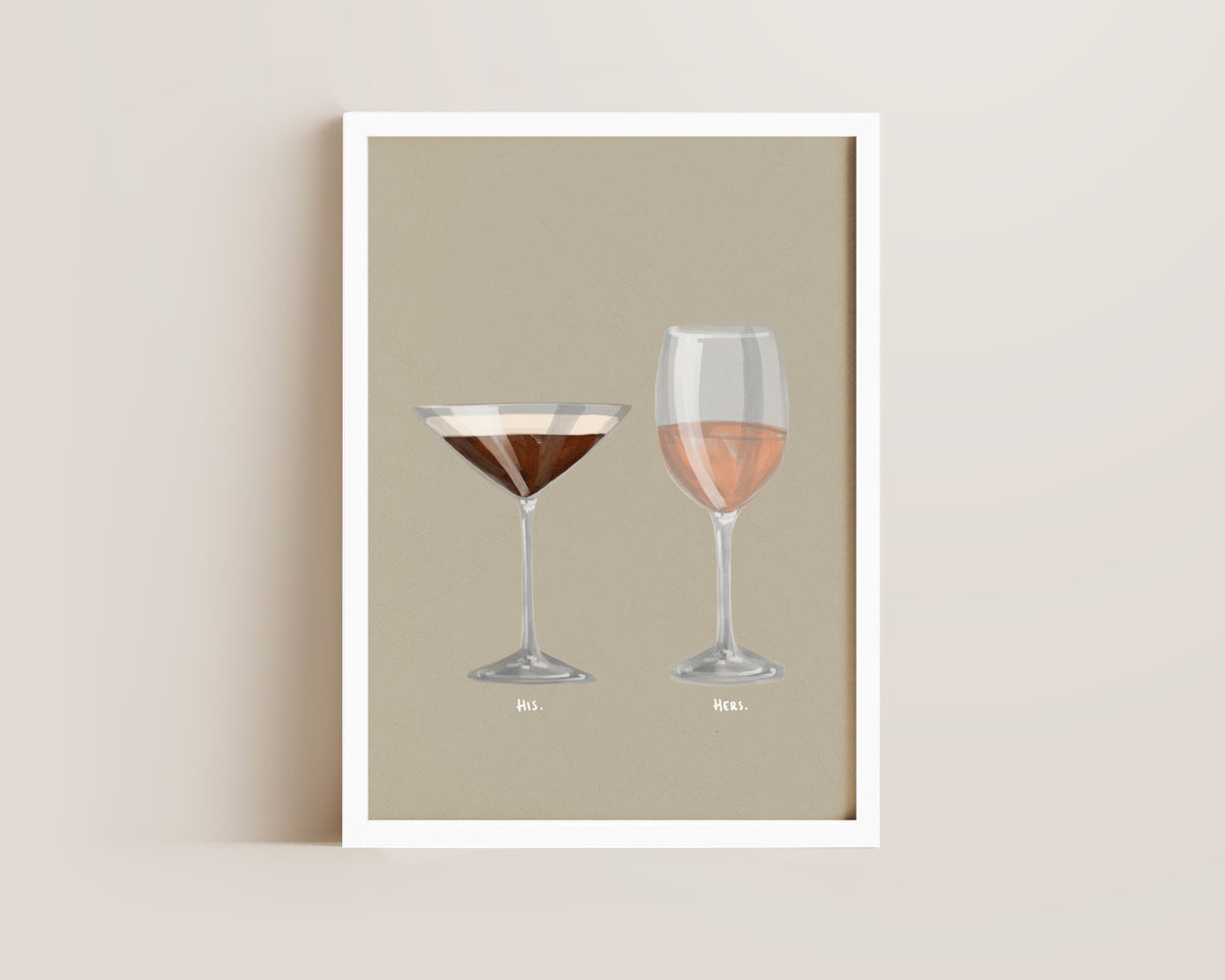 Espresso Martini & Rose Wine Couples Drink Print