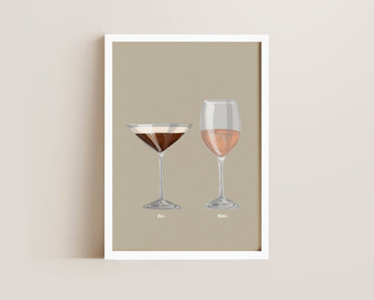 Espresso Martini & Rose Wine Couples Drink Print