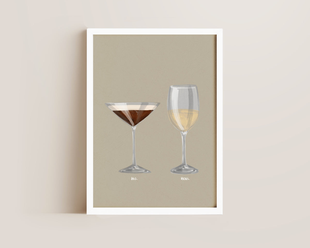 Espresso Martini & White Wine Couples Drink Print