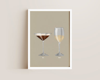 Espresso Martini & White Wine Couples Drink Print