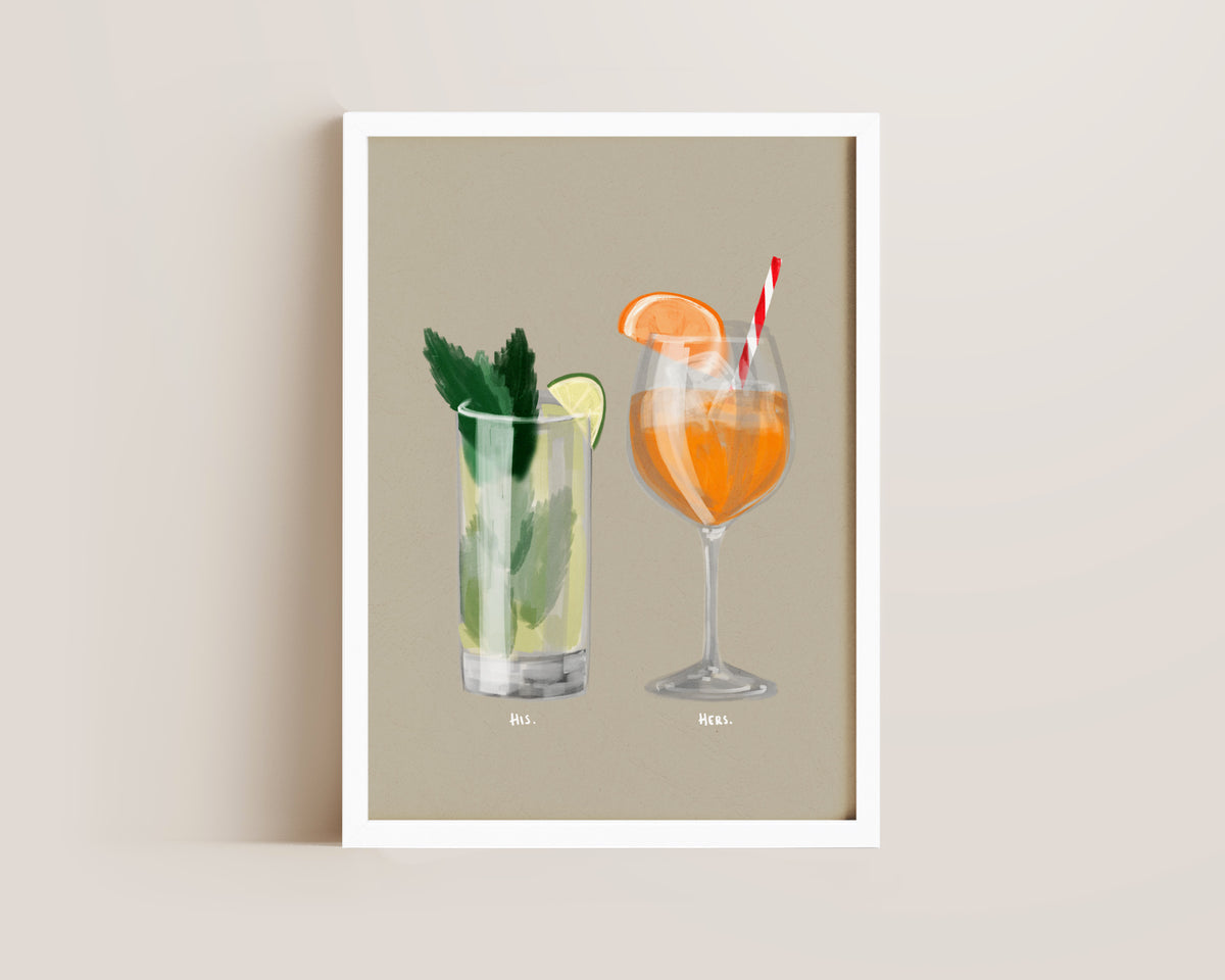 Mojito & Aperol Spritz Couples Drink Print