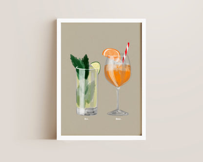 Mojito & Aperol Spritz Couples Drink Print