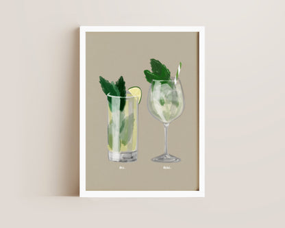 Mojito & Hugo Spritz Couples Drink Print