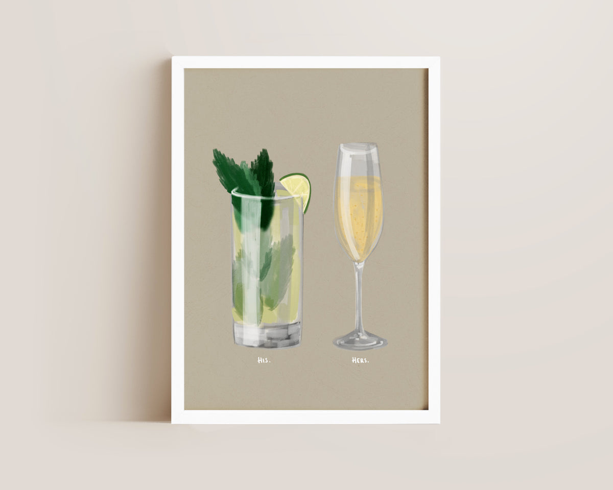 Mojito & Prosecco Couples Drink Print