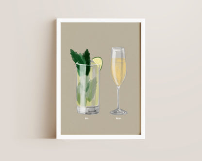 Mojito & Prosecco Couples Drink Print