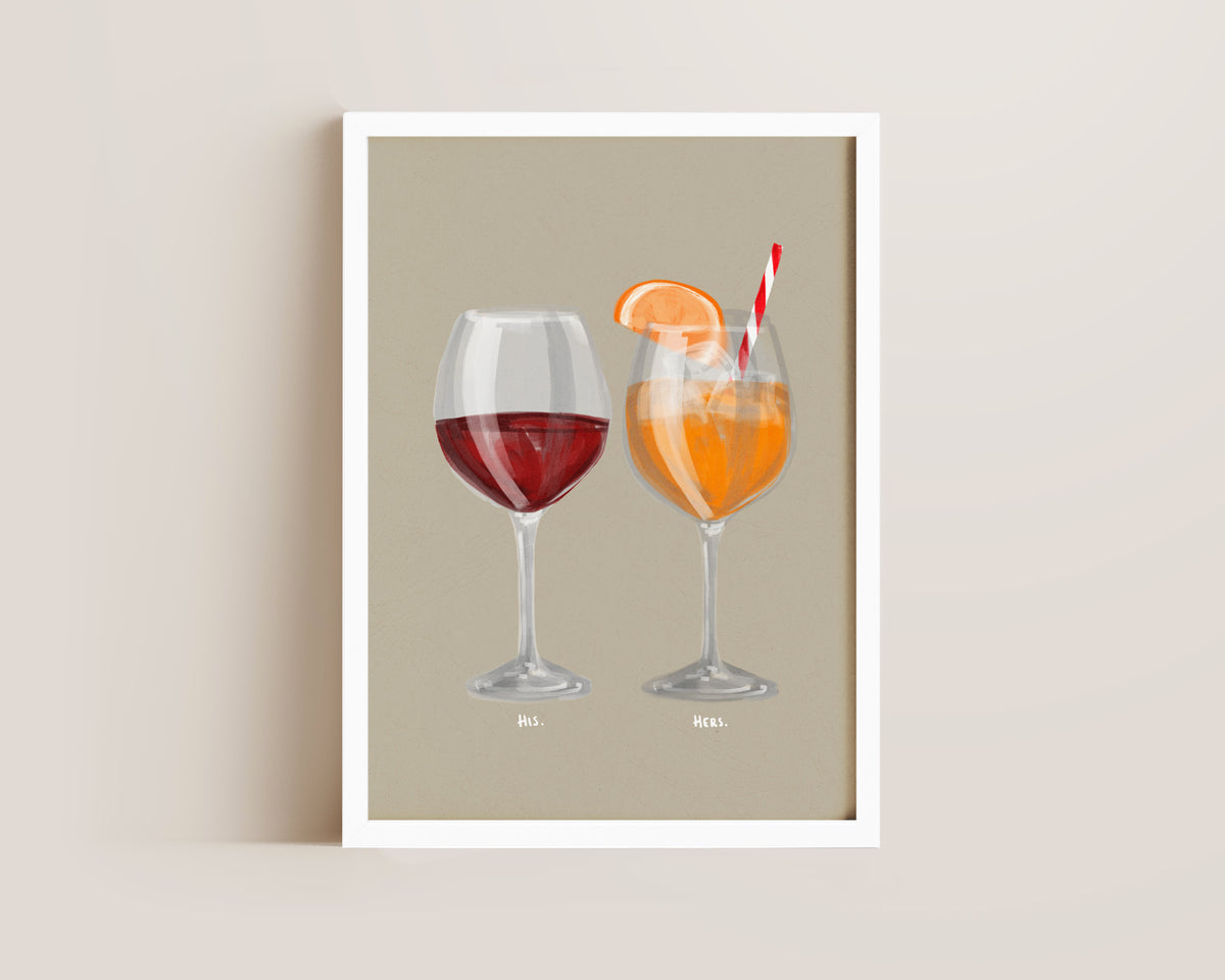 Red Wine & Aperol Spritz Couples Drink Print