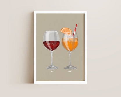 Red Wine & Aperol Spritz Couples Drink Print