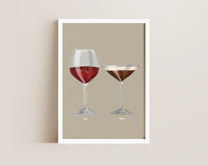 Red Wine & Espresso Martini Couples Drink Print