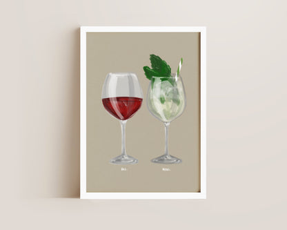 Red Wine & Hugo Spritz Couples Drink Print
