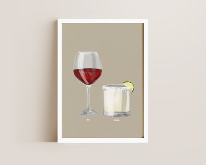 Red Wine & Margarita Couples Drink Print