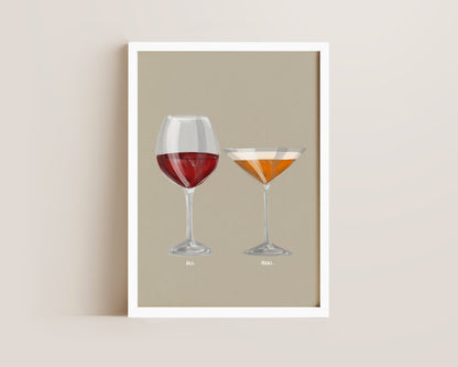Red Wine & Pornstar Martini Couples Drink Print
