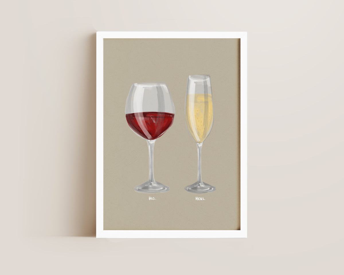 Red Wine & Prosecco Couples Drink Print