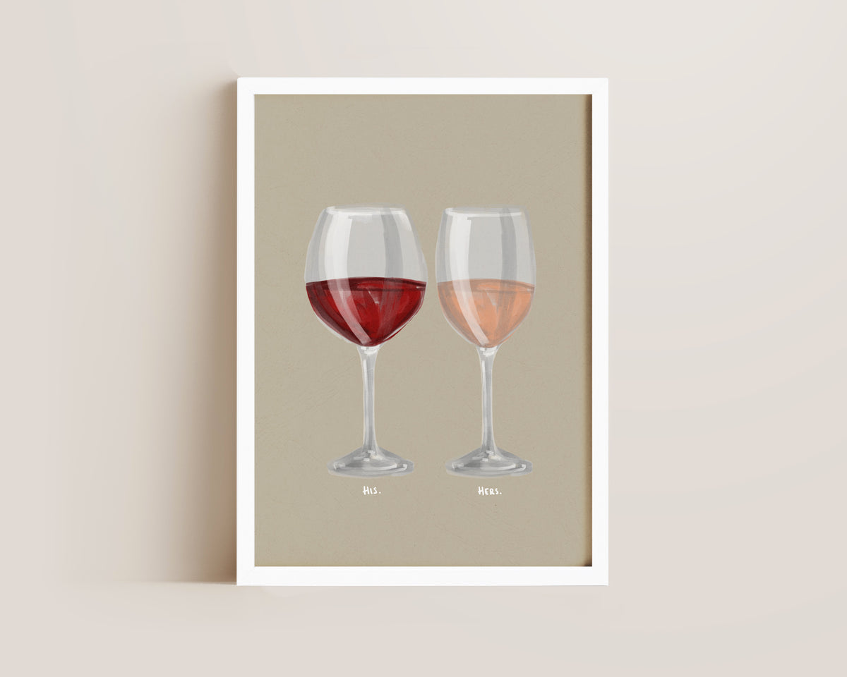 Red Wine & Rose Wine Couples Drink Print